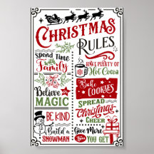 Funny Modern Christmas Rules Poster Sign