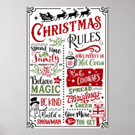 Funny Modern Christmas Rules Poster Sign