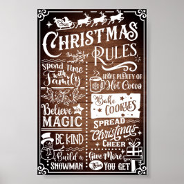 Funny Modern Christmas Rules Poster Sign
