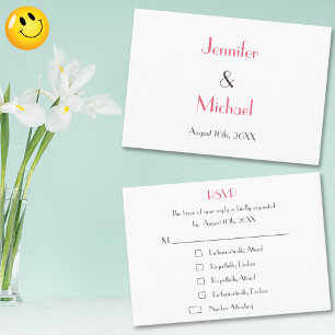 Funny Modern Custom Wedding White RSVP Card laden