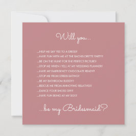Funny Modern Dusty Rose Script Bridesmaid Vorschla Einladung