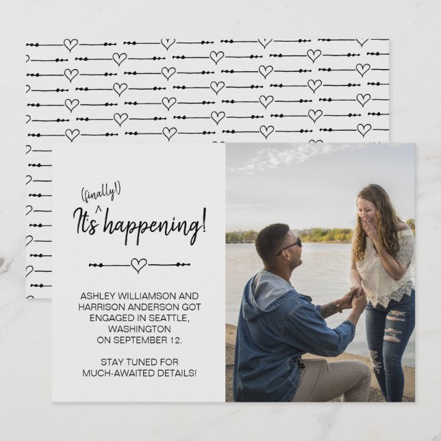 Funny Modern Foto Endlich Ereignis Verlobung Einladung (Vorne/Hinten)