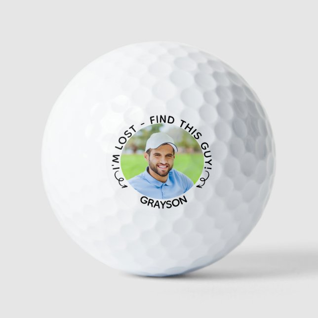 Funny Modern Foto Name Ich bin verloren Golfball (Vorderseite)