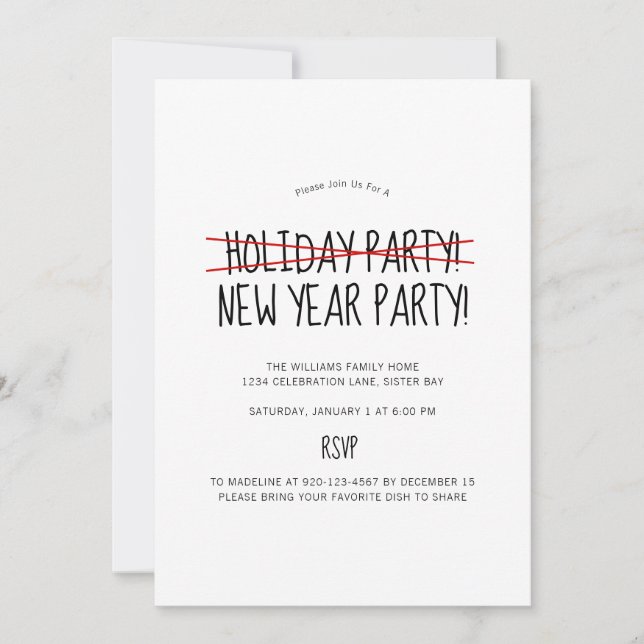 Funny Modern Late Holiday Party Einladung (Vorderseite)