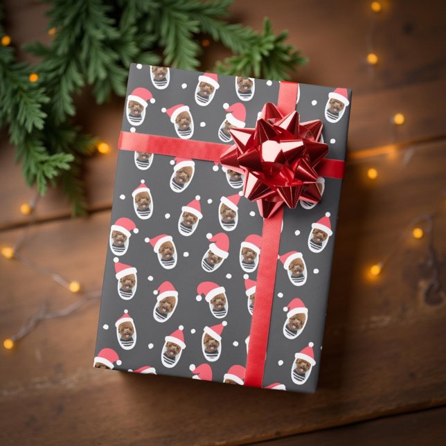 Funny Modern Weihnachtsmannmütze Family Pet Foto Geschenkpapier (Von Creator hochgeladen)