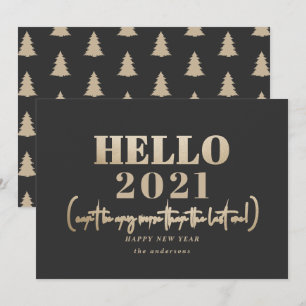 Funny moderne Typografie Hallo neues Jahr Feiertagskarte