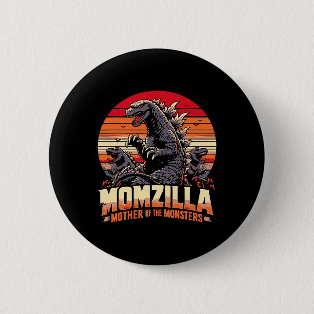 Funny Momzilla Mutter von Monstern Retro Geburtsta Button (Vorderseite)