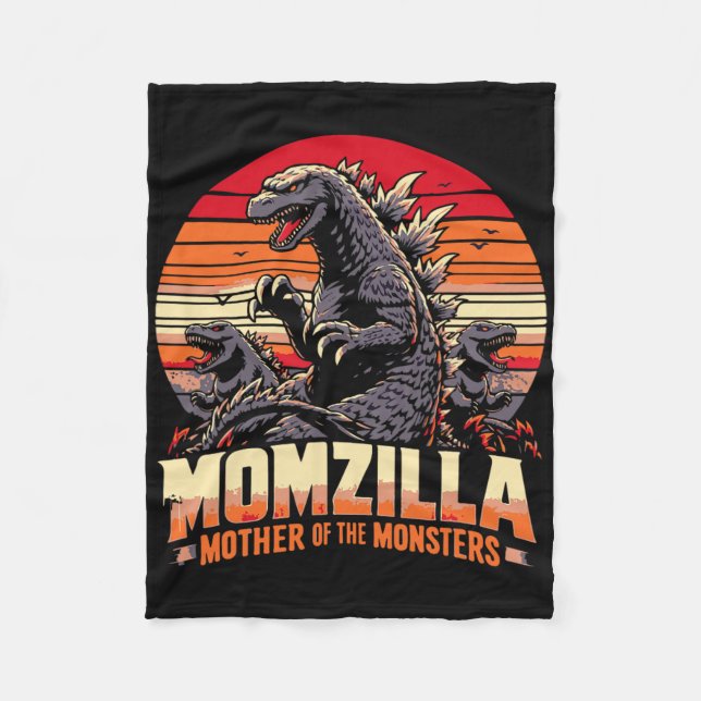 Funny Momzilla Mutter von Monstern Retro Geburtsta Fleecedecke (Vorderseite)