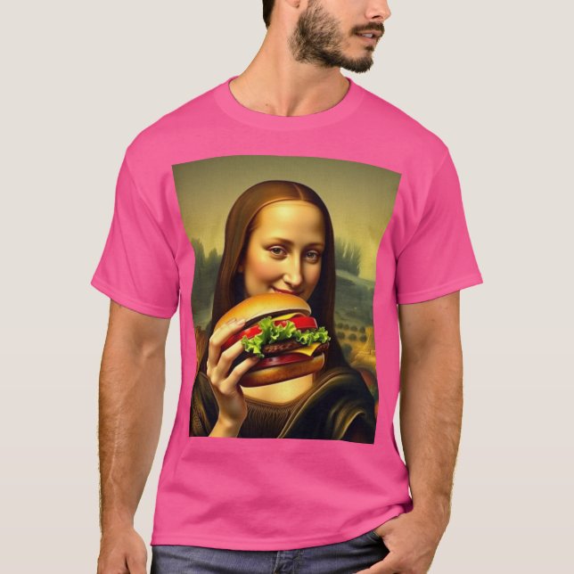 Funny Mona Lisa Burger T - Shirt (Vorderseite)