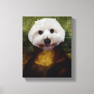 Funny Mona Lisa Maltese Hund Stretched Canvas Prin Leinwanddruck
