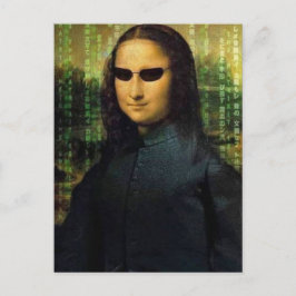 Funny Mona Lisa matrix Leonardo da Vinci Postkarte