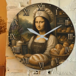 Funny Mona Lisa Rustic Bakery Kitchen Decor Große Wanduhr