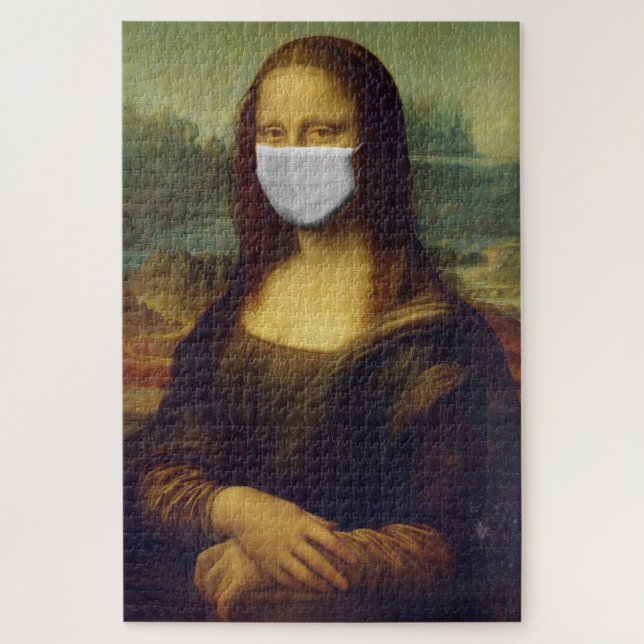 Funny Monalisa Wears Coronavirus Geacial Maske (Vertikal)