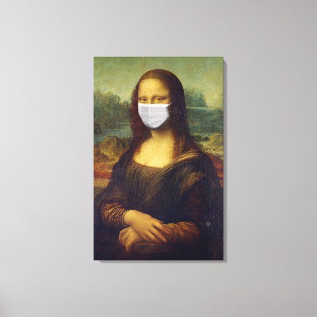 Funny Monalisa Wears Coronavirus Geacial Maske Leinwanddruck (Vorderseite)