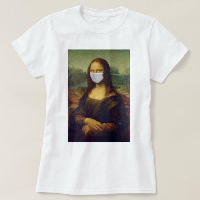 Funny Monalisa Wears Coronavirus Geacial Maske T-Shirt (Design vorne)
