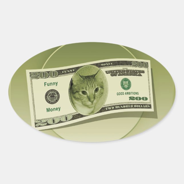 Funny Money Ovaler Aufkleber (Vorderseite)