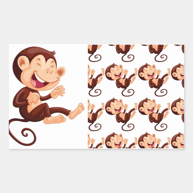 Funny Monkey Animal Pattern Rechteckiger Aufkleber (Vorderseite)