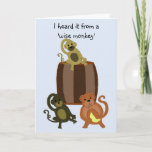 Funny Monkey Birthday Karte<br><div class="desc">Make someone laugh with this cool monkey design. Three curious monkeys Akzent this and a cool inside message for a chuckle.</div>