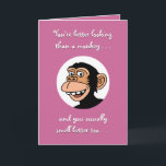 Funny Monkey Birthday Karte<br><div class="desc">Funny Cartoon MONKEY BIRTHDAY GREETING CARD</div>