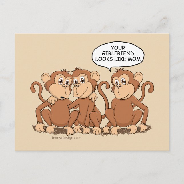 Funny Monkey Cartoon Design Feiertagspostkarte (Vorderseite)