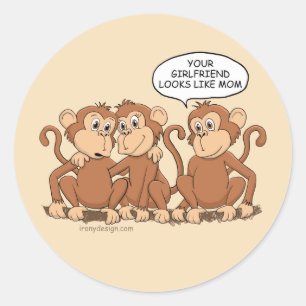 Funny Monkey Cartoon Design Runder Aufkleber