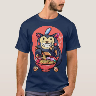 Funny Monkey Eating Ramen Niedlich Japanischer Aff T-Shirt