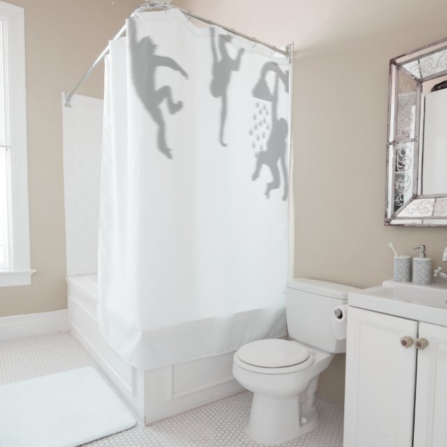 Funny Monkey in der Dusche Silhouette Schatten Duschvorhang (Beispiel)