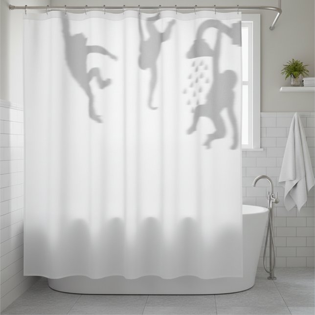 Funny Monkey in der Dusche Silhouette Schatten Duschvorhang (Von Creator hochgeladen)