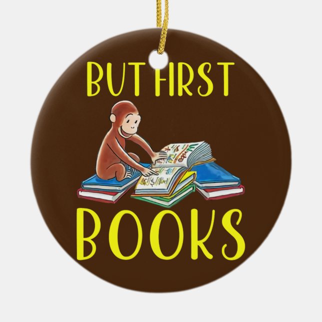 Funny Monkey liest Buch, aber erste Bücher Keramik Ornament (Vorne)