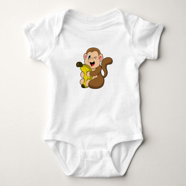 Funny Monkey mit Banana Baby Strampler (Vorderseite)
