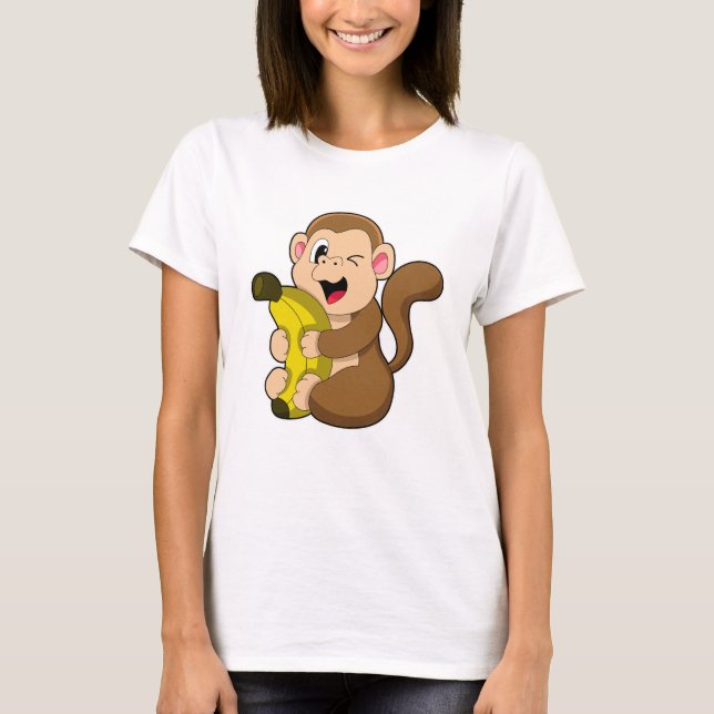 Funny Monkey mit Banana T-Shirt (Vorderseite)
