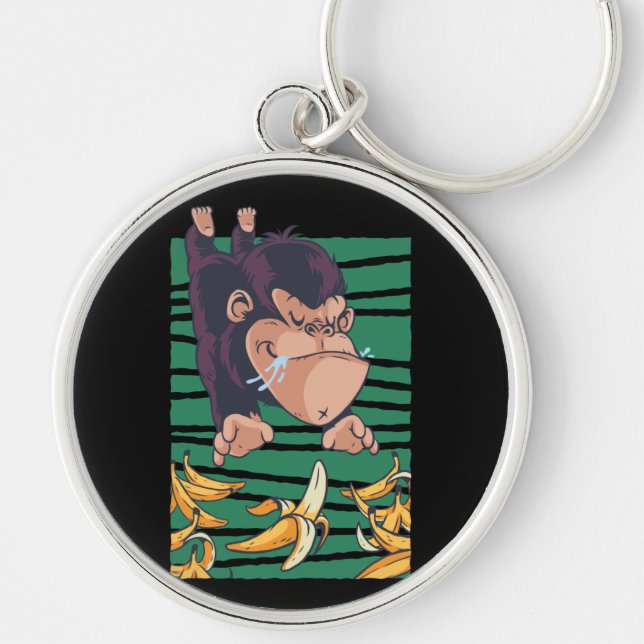 Funny Monkey mit Bananen Schlüsselanhänger (Vorne)