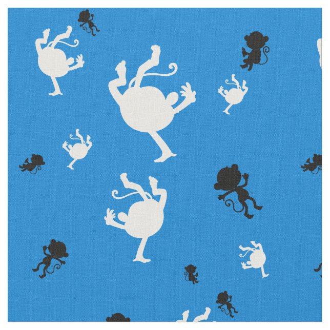 Funny Monkey Pattern Fabric - Spielerisches Jungle Stoff (Nahaufnahme)