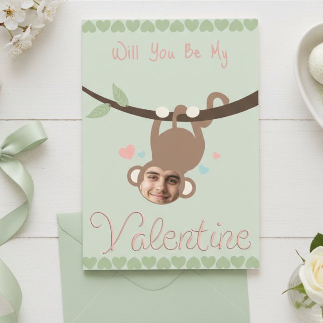 Funny Monkey Photo Valentine Card  Feiertagskarte (Funny and cute. Deliver your message in a fun way with your photo and your own words.)