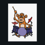 Funny Monkey Playing Drums Postkarte<br><div class="desc">Alberner und lustiger Affe,  der das Drums im Original-Kunstdesign spielt,  macht ein niedliches Geschenk und kann bei der Bestellung auch eigene Texte hinzufügen und die Hintergrundfarbe ändern.</div>