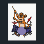 Funny Monkey Playing Drums Postkarte<br><div class="desc">Alberner und lustiger Affe,  der das Drums im Original-Kunstdesign spielt,  macht ein niedliches Geschenk und kann bei der Bestellung auch eigene Texte hinzufügen und die Hintergrundfarbe ändern.</div>