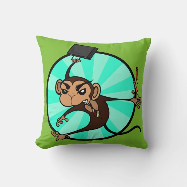 FUNNY MONKEY SQUARE THROW PILLOW KISSEN (Vorderseite)