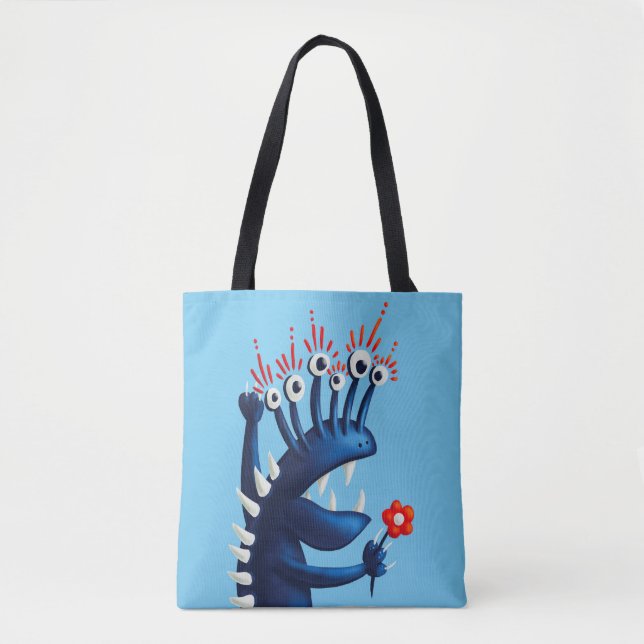 Funny Monster Blumen Blue Kids Tasche (Vorderseite)