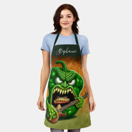 Funny Monster Green Bell Pepper Rocker Gitarre Schürze