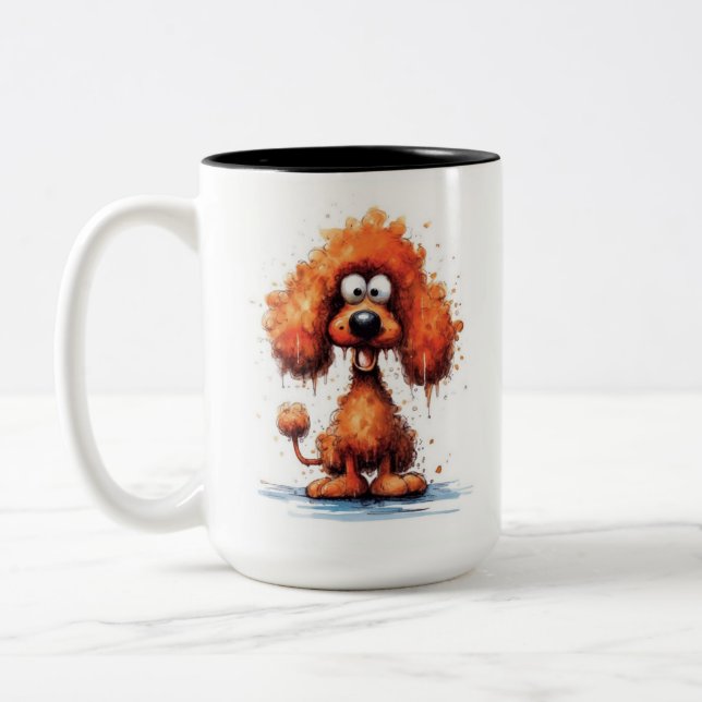 Funny Monster Hund: Chewy Chupacabra Zweifarbige Tasse (Links)