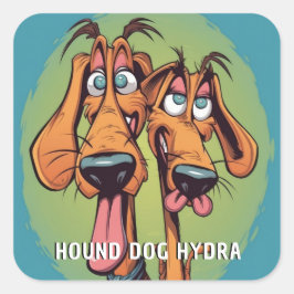 Funny Monster Hund: Hound Hund Hydra Quadratischer Aufkleber