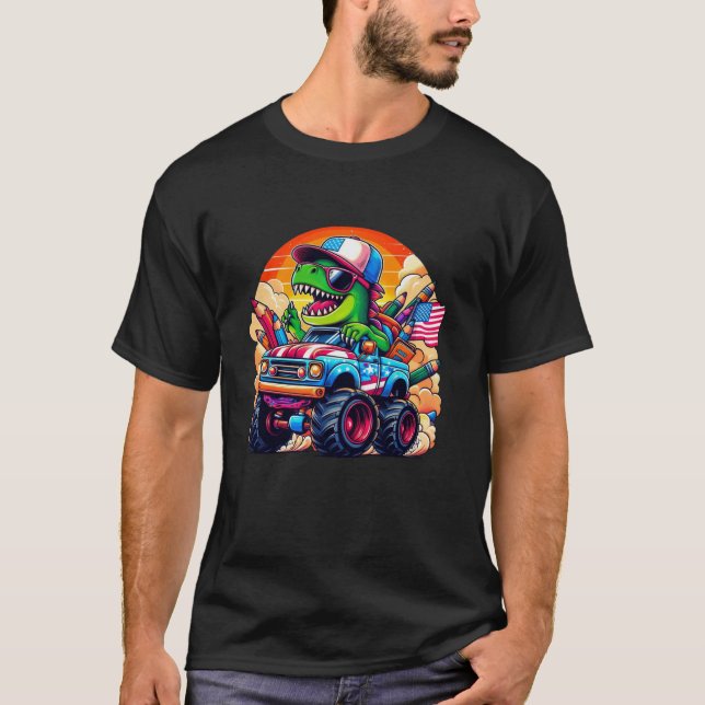 Funny Monster LKW Schule Dinosaur T Shirt (Vorderseite)