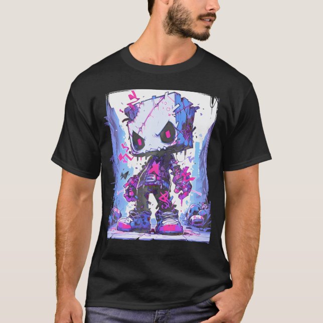 Funny Monster Niedlich Cartoon Comic Halloween Gra T-Shirt (Vorderseite)