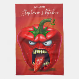 Funny Monster Red Bell Pepper Rocker Geschirrtuch