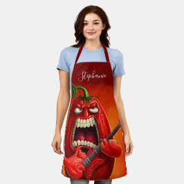 Funny Monster Red Bell Pepper Rocker Gitarre Schürze
