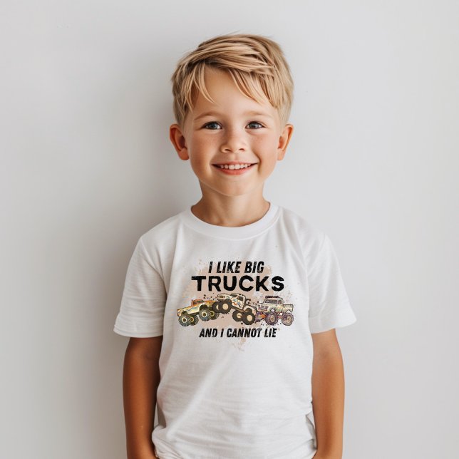 Funny Monster Truck Boys Moderne Typografie T-Shirt (Von Creator hochgeladen)