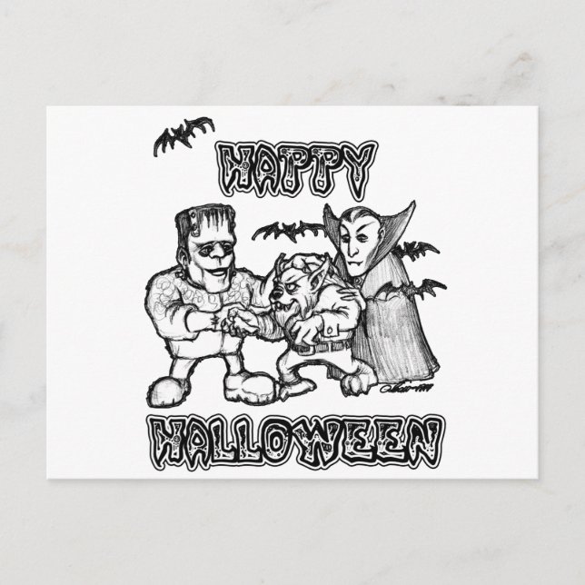 Funny Monsters - Halloween Postkarte (Vorderseite)