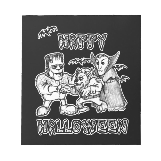 Funny Monsters - Happy Halloween Notizblock (Vorderseite)