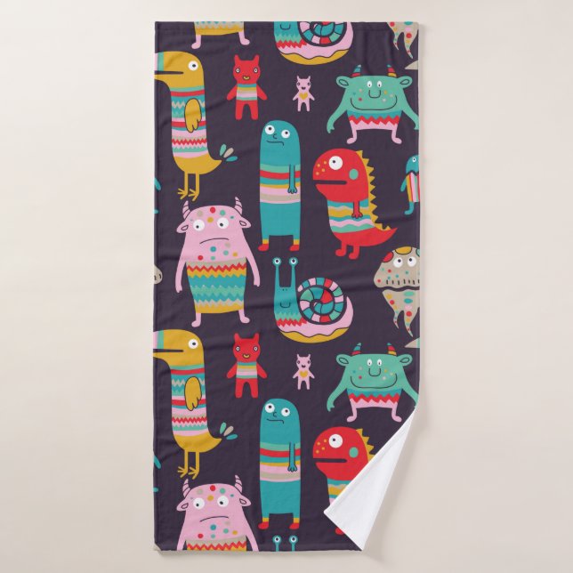 Funny monsters seamless pattern badehandtuch (Badehandtuch)