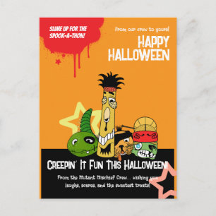 Funny Monsters Zombies Halloween Cartoon Design Postkarte